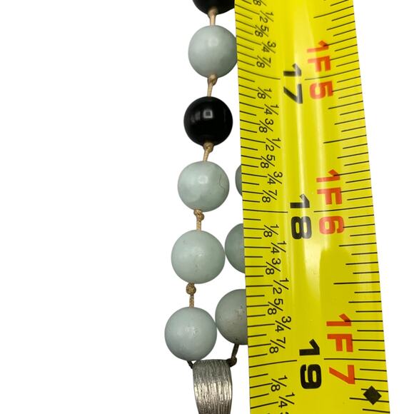 Carol Dauplaise Sandollar Glass Bead Necklace 21" Black Silver Tone Statement - Picture 7 of 9